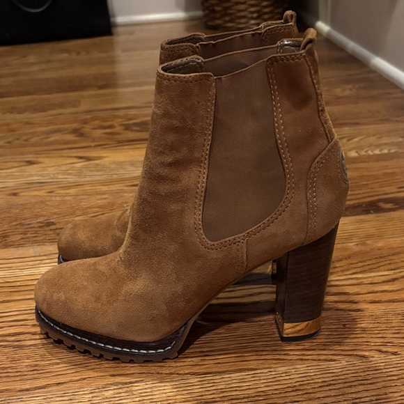 Tory Burch Tan Suede Heeled Boots - Picture 2 of 9